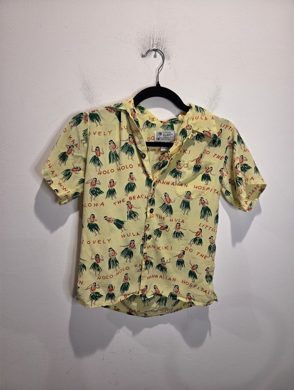 Avanti Kids Size XL Silk Hula Dancer Button Down Shirt